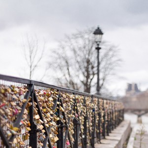 Love locks at Pont Neuf Square Paris                          